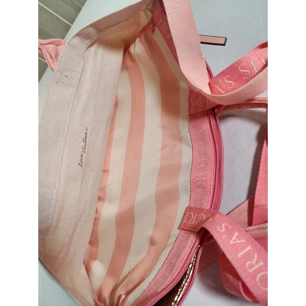 NEW Victoria's Secret 2 in‎ 1 Cooler Tote Bag Womens Pink Canvas Insulated Beach